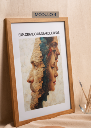 Quadro emoldurado com a ilustração de um rosto dividido em dois perfis